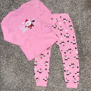 Pink Pajama Set with Christmas Design